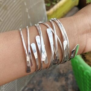 6pcs Elegant Simple Bracelet Set, Flat Ends Gold or Silver…